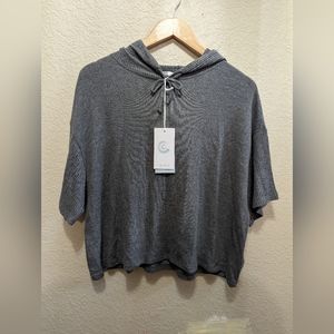 NWT S Calme by Johnny Was Dark Grey Hooded Cozy Tee